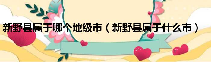 新野县属于哪个地级市（新野县属于什么市）