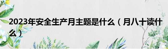 2023年安全生产月主题是什么（月八十读什么）