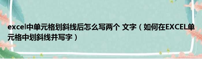 excel中单元格划斜线后怎么写两个 文字（如何在EXCEL单元格中划斜线并写字）