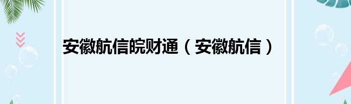 安徽航信皖财通（安徽航信）