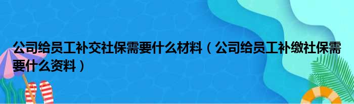 公司给员工补交社保需要什么材料（公司给员工补缴社保需要什么资料）