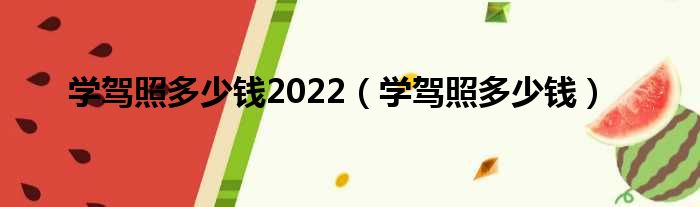 学驾照多少钱2022（学驾照多少钱）