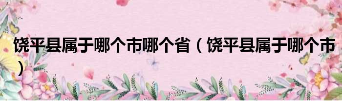 饶平县属于哪个市哪个省（饶平县属于哪个市）