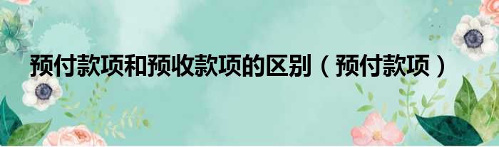 预付款项和预收款项的区别（预付款项）