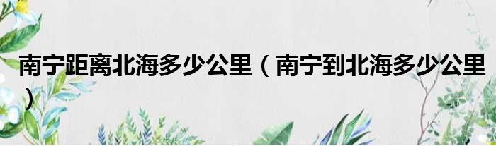 南宁距离北海多少公里（南宁到北海多少公里）