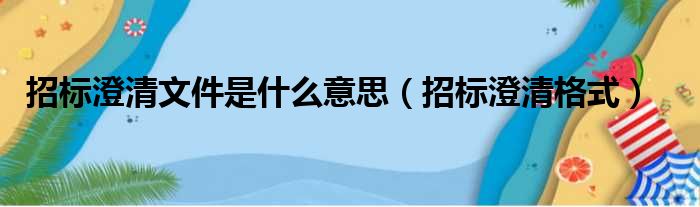 招标澄清文件是什么意思（招标澄清格式）