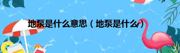 地泵是什么意思（地泵是什么）