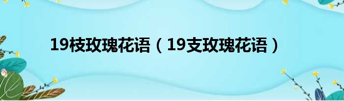 19枝玫瑰花语（19支玫瑰花语）