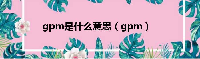 gpm是什么意思（gpm）