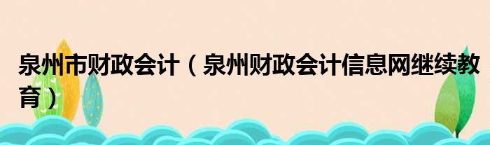 泉州市财政会计（泉州财政会计信息网继续教育）