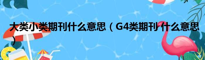 大类小类期刊什么意思（G4类期刊 什么意思）