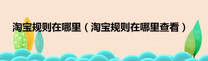 淘宝规则在哪里（淘宝规则在哪里查看）