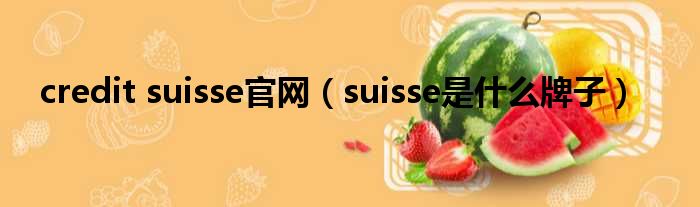 credit suisse官网（suisse是什么牌子）