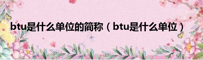 btu是什么单位的简称（btu是什么单位）