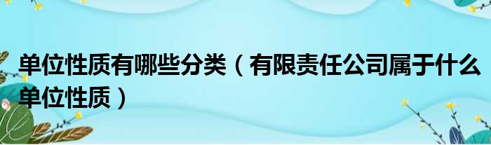 单位性质有哪些分类（有限责任公司属于什么单位性质）