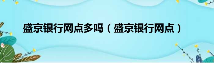 盛京银行网点多吗（盛京银行网点）