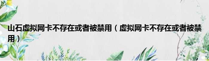 山石虚拟网卡不存在或者被禁用（虚拟网卡不存在或者被禁用）