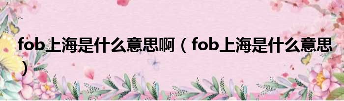 fob上海是什么意思啊（fob上海是什么意思）