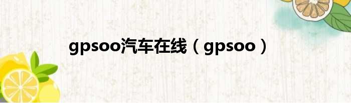 gpsoo汽车在线（gpsoo）