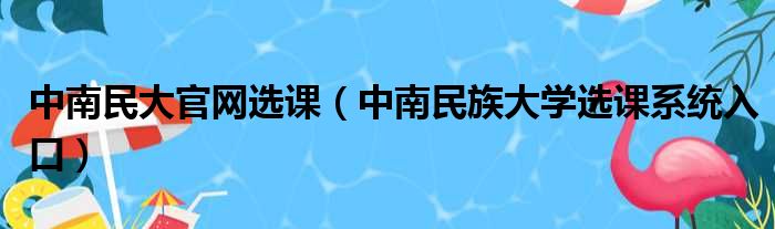 中南民大官网选课（中南民族大学选课系统入口）