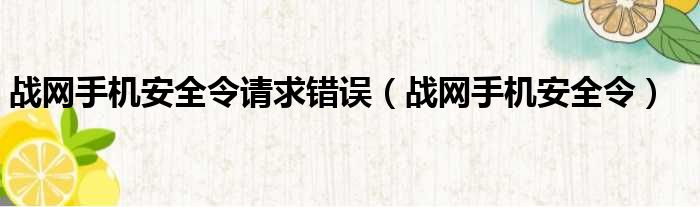 战网手机安全令请求错误（战网手机安全令）