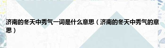 济南的冬天中秀气一词是什么意思（济南的冬天中秀气的意思）