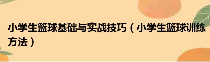 小学生篮球基础与实战技巧（小学生篮球训练方法）