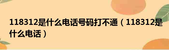 118312是什么电话号码打不通（118312是什么电话）