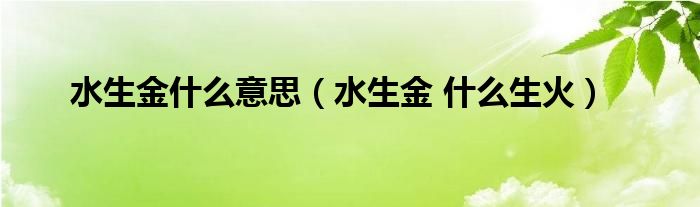 水生金什么意思（水生金 什么生火）