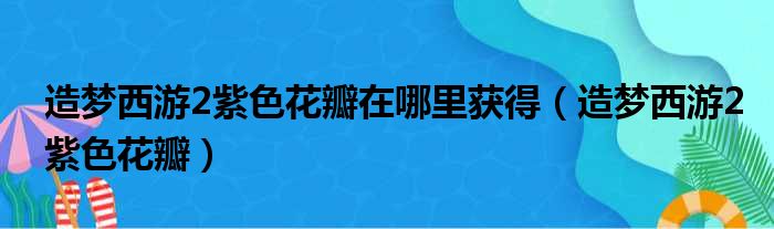 造梦西游2紫色花瓣在哪里获得（造梦西游2紫色花瓣）