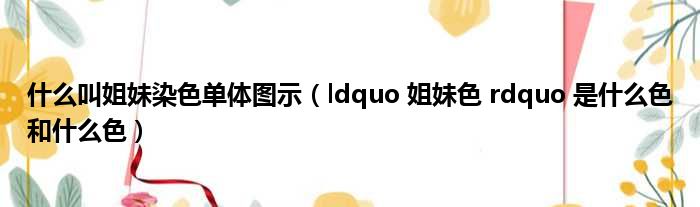 什么叫姐妹染色单体图示（ldquo 姐妹色 rdquo 是什么色和什么色）