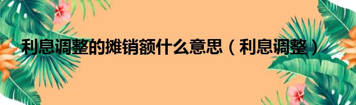 利息调整的摊销额什么意思（利息调整）