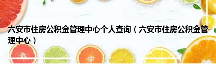 六安市住房公积金管理中心个人查询（六安市住房公积金管理中心）