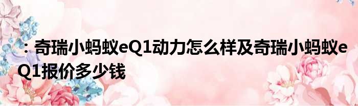 ：奇瑞小蚂蚁eQ1动力怎么样及奇瑞小蚂蚁eQ1报价多少钱