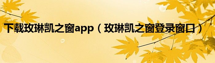 下载玫琳凯之窗app（玫琳凯之窗登录窗口）