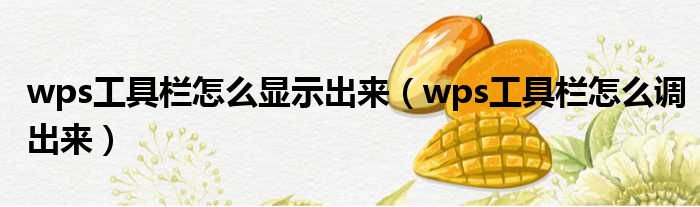 wps工具栏怎么显示出来（wps工具栏怎么调出来）