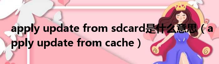 apply update from sdcard是什么意思（apply update from cache）