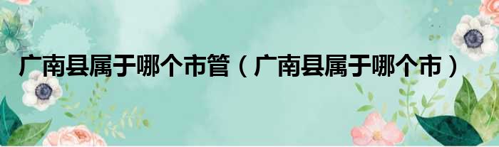 广南县属于哪个市管（广南县属于哪个市）