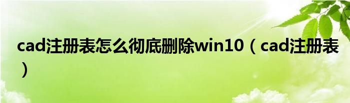 cad注册表怎么彻底删除win10（cad注册表）