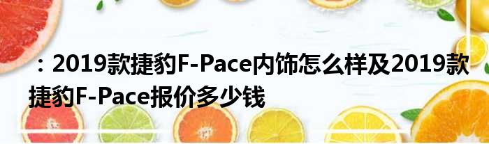 ：2019款捷豹F-Pace内饰怎么样及2019款捷豹F-Pace报价多少钱