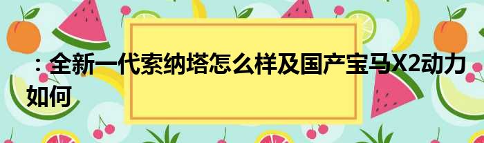 ：全新一代索纳塔怎么样及国产宝马X2动力如何