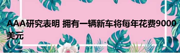 AAA研究表明 拥有一辆新车将每年花费9000美元