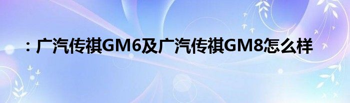 ：广汽传祺GM6及广汽传祺GM8怎么样