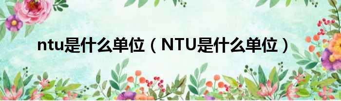 ntu是什么单位（NTU是什么单位）