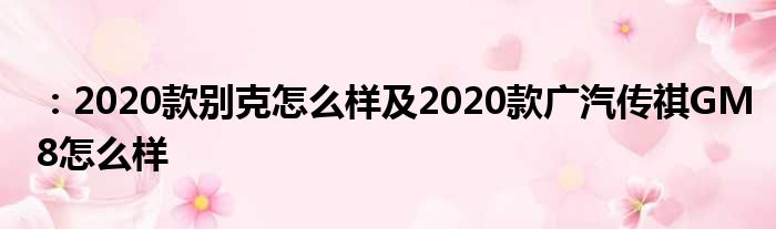 ：2020款别克怎么样及2020款广汽传祺GM8怎么样