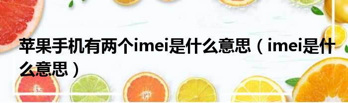 苹果手机有两个imei是什么意思（imei是什么意思）