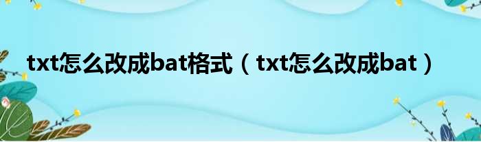 txt怎么改成bat格式（txt怎么改成bat）