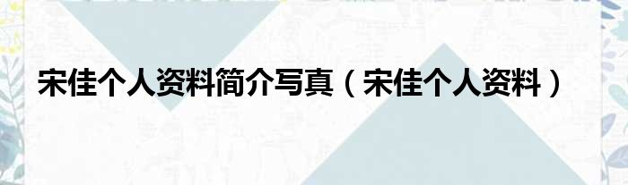 宋佳个人资料简介写真（宋佳个人资料）