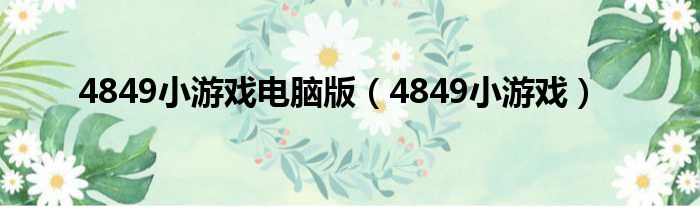 4849小游戏电脑版（4849小游戏）