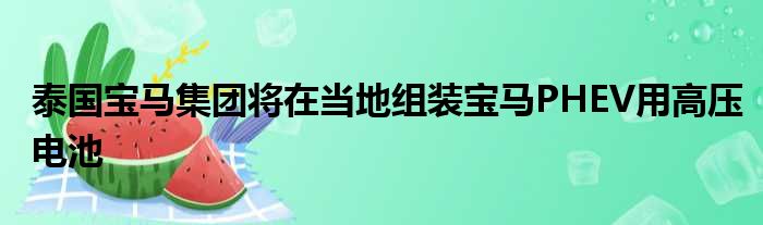 泰国宝马集团将在当地组装宝马PHEV用高压电池